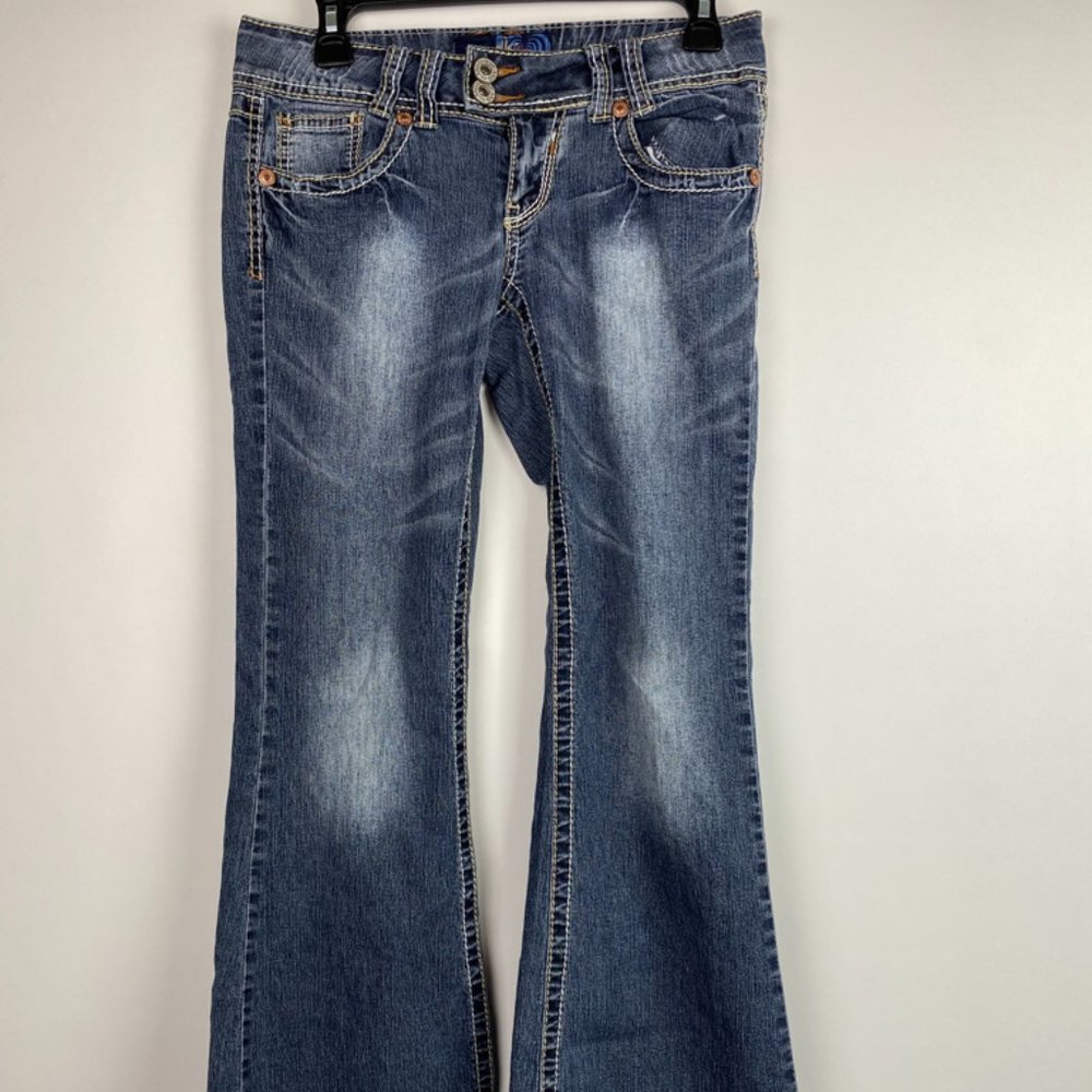 Angels Flare Low Rise  Dark Wash Womens Jeans Size 5